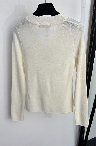 Ivory Short-sleeve V-neck Knit Sweater
