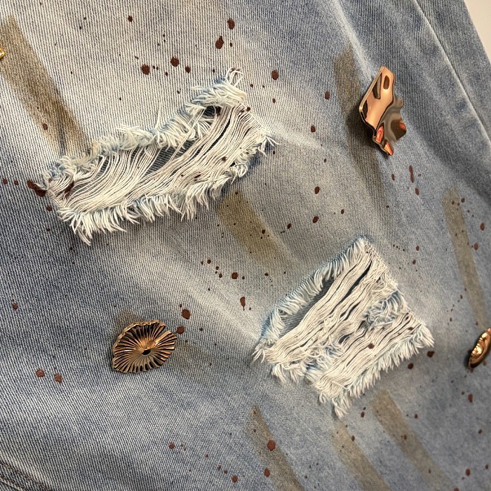 Charms Distressed Wide-leg Denim Jeans