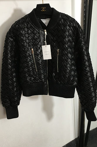 Crop Faux Leather Bomber Jacket