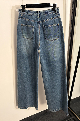 Denim Asymmetric Button Pants