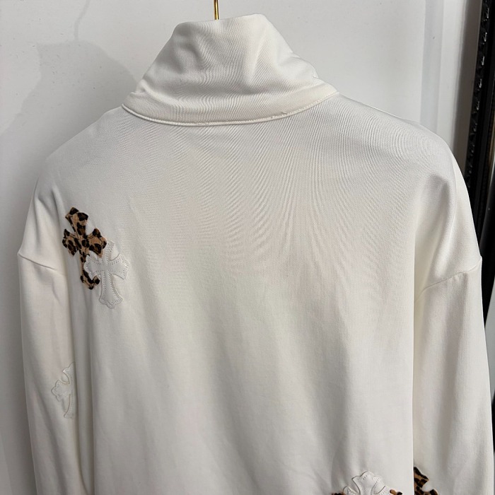 Chrome Hearts Leopard Cross Patch Half Zip Sweatshirt