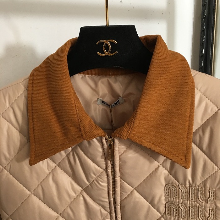 Miu Miu Quilted Jacket in Sabbia