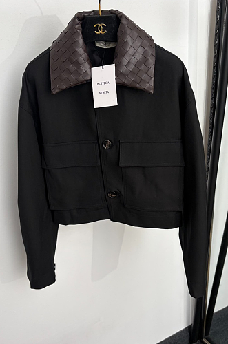 Bottega Veneta Cotton Cropped Jacket - Black