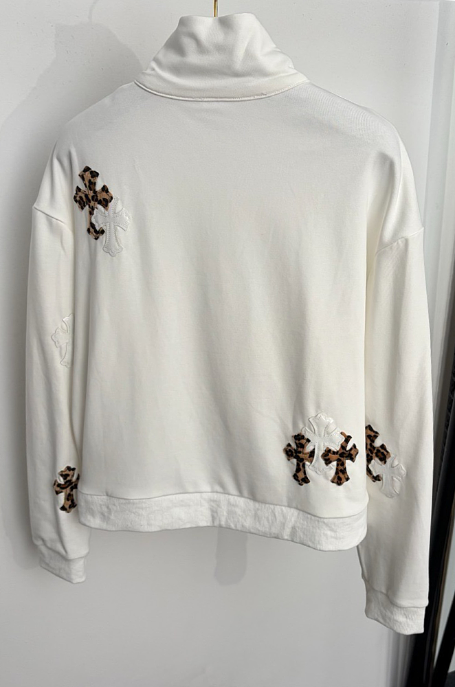 Chrome Hearts Leopard Cross Patch Half Zip Sweatshirt