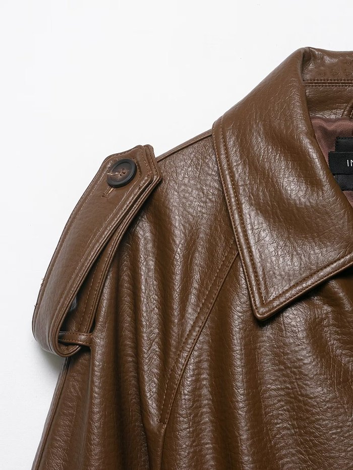 Fauxleather Trench Jacket