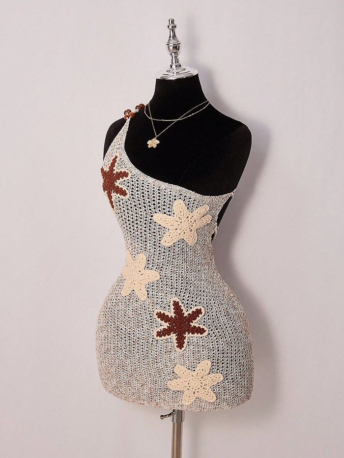 Crochet One-should Mini Dress