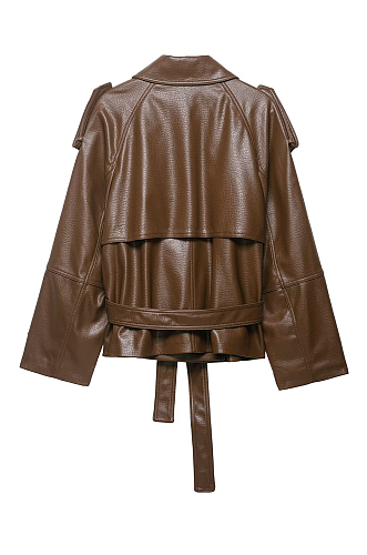 Fauxleather Trench Jacket
