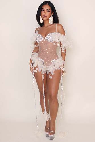 Crystal-embellished Bodysuit