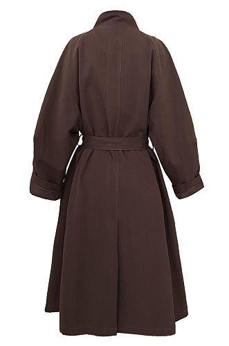 Dark Brown High Stand Collar Trench Coat