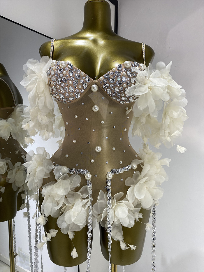 Crystal-embellished Bodysuit