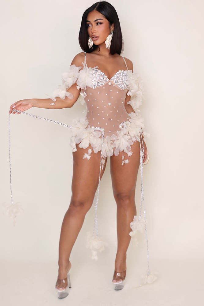 Crystal-embellished Bodysuit