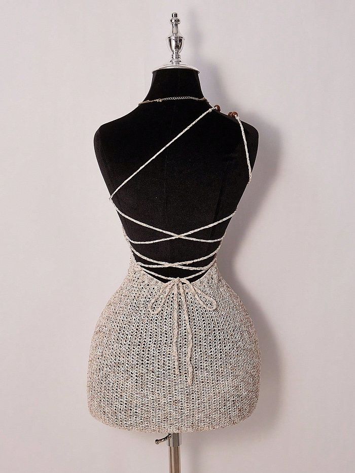 Crochet One-should Mini Dress