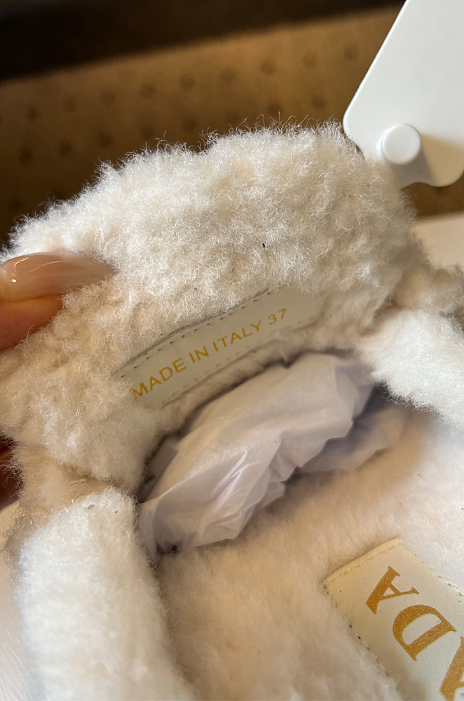 Prada Suede & Shearling Mules