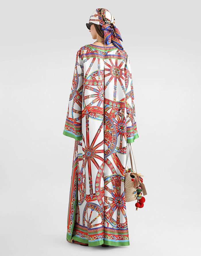 Carretto-print Twill Kaftan Dress