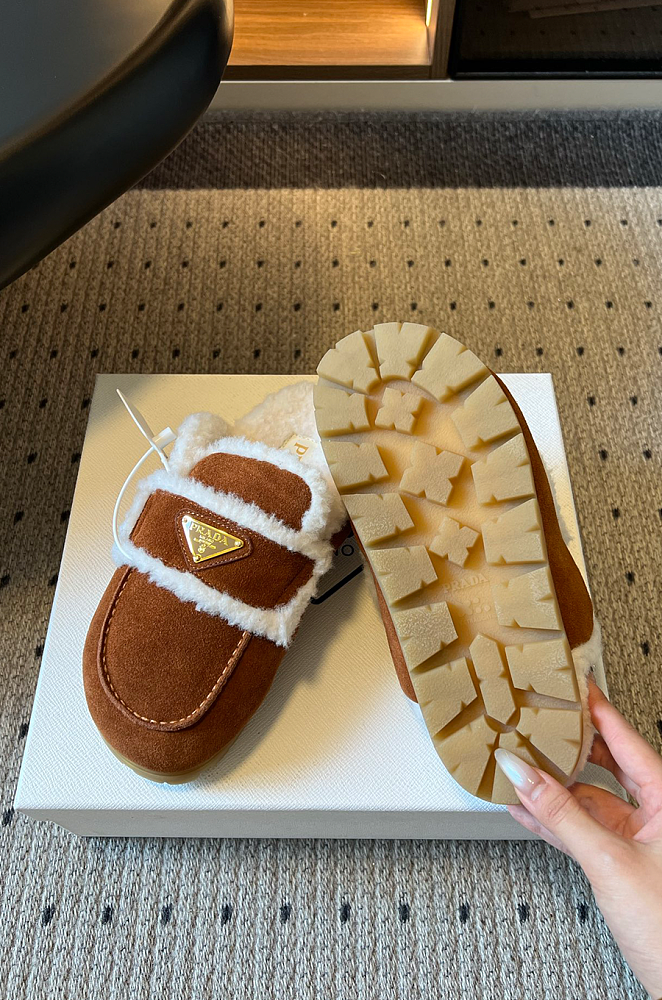 Prada Suede & Shearling Mules