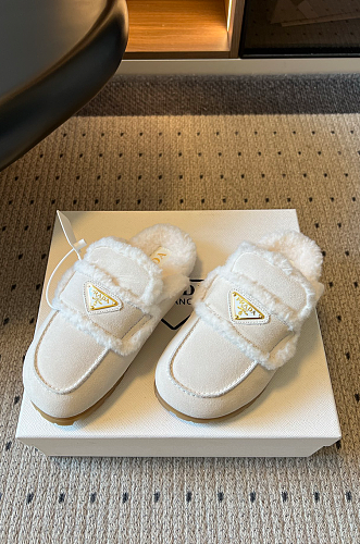 Prada Suede & Shearling Mules