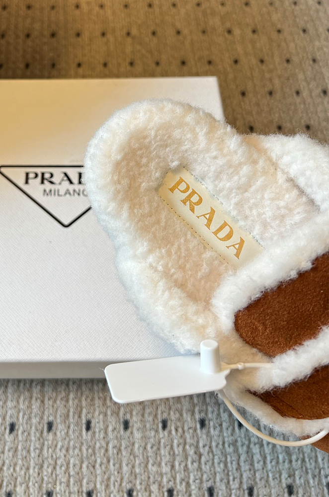 Prada Suede & Shearling Mules