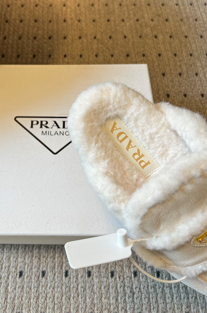 Prada Suede & Shearling Mules