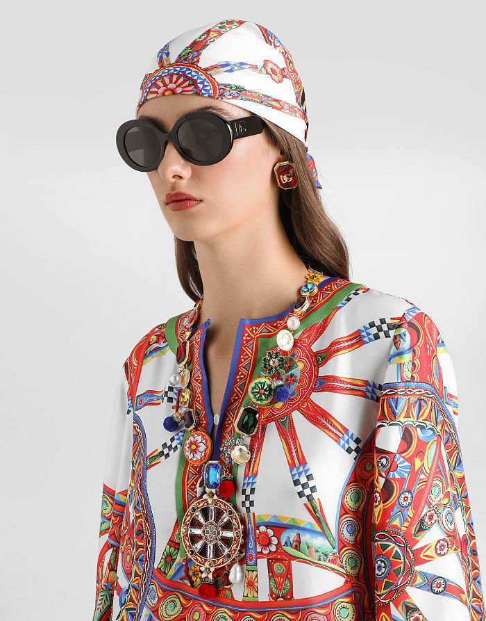 Carretto-print Twill Kaftan Dress