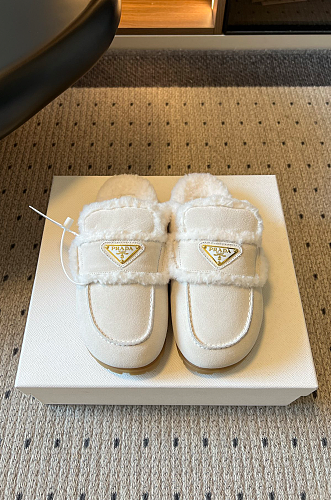 Prada Suede & Shearling Mules