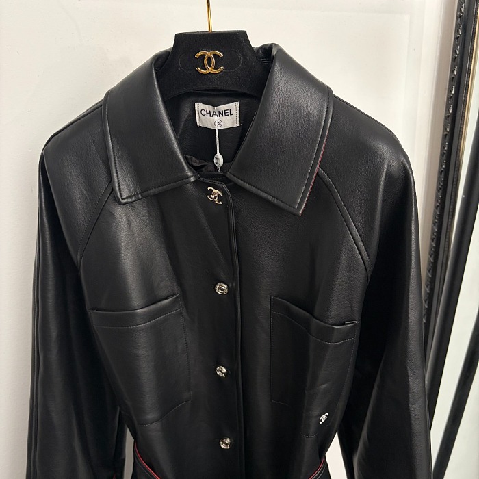 Chanel Leather Belted Trench Coat
