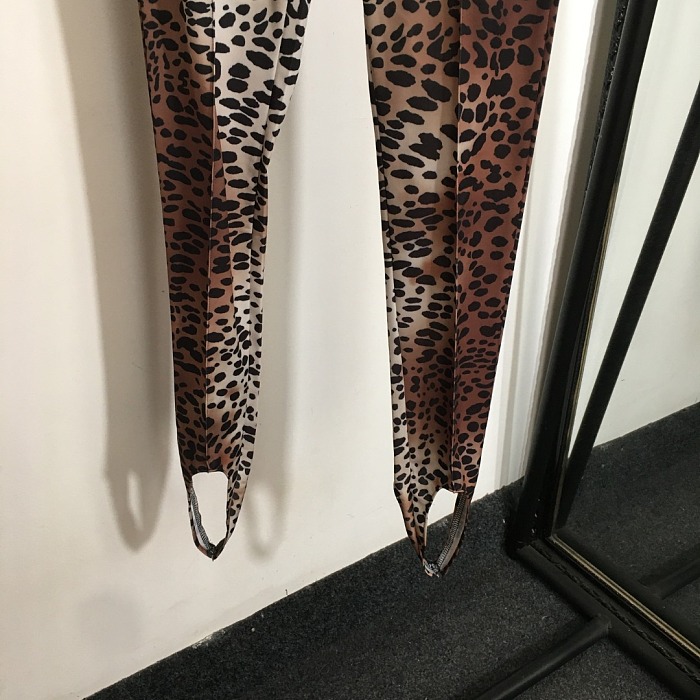 Leopard-Print Pull-On Stirrup Leggings