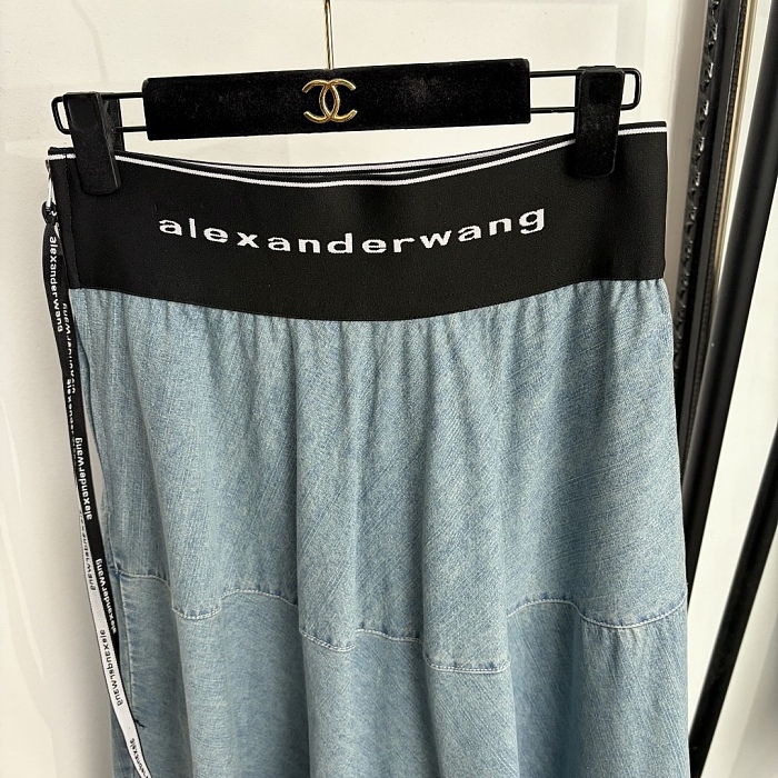 Waistband Denim Midi Skirt
