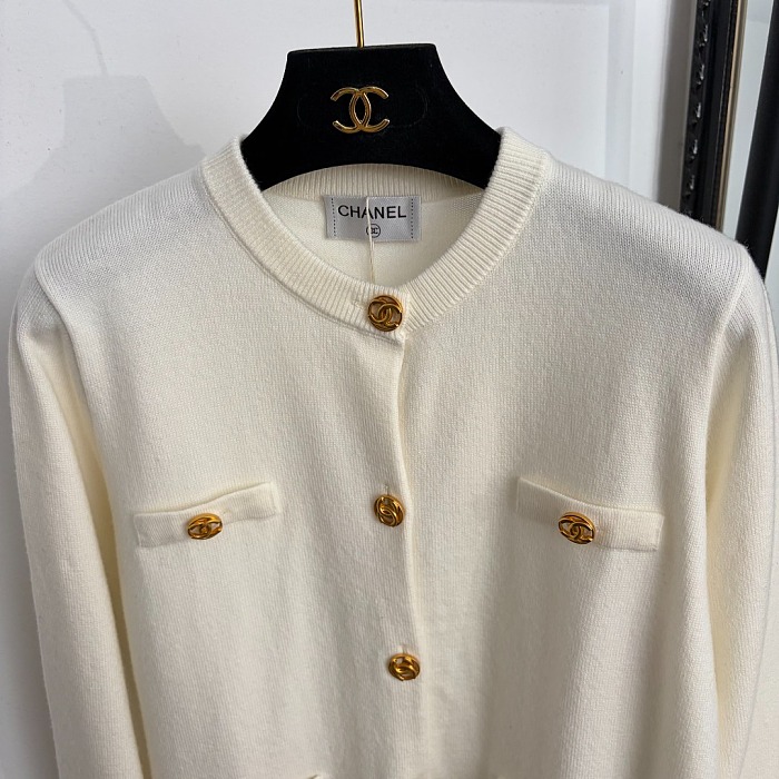 Chanel Wool Cotton Cardigan in White
