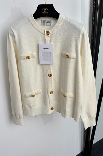 Chanel Wool Cotton Cardigan in White