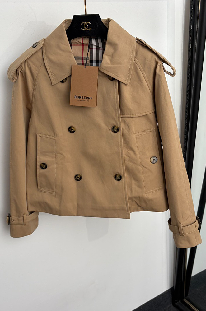 Burberry Cropped Gabardine Mayfair Trench Jacket