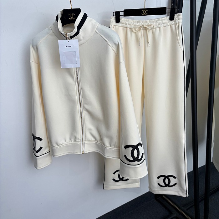 Black Zip-up Track Jacket and Matching Sweatpants Set