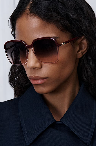 Dior Twincolors S1F Shiny Burgundy and Transparent Pink Square Sunglasses