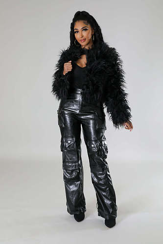 Faux Fur Coat black