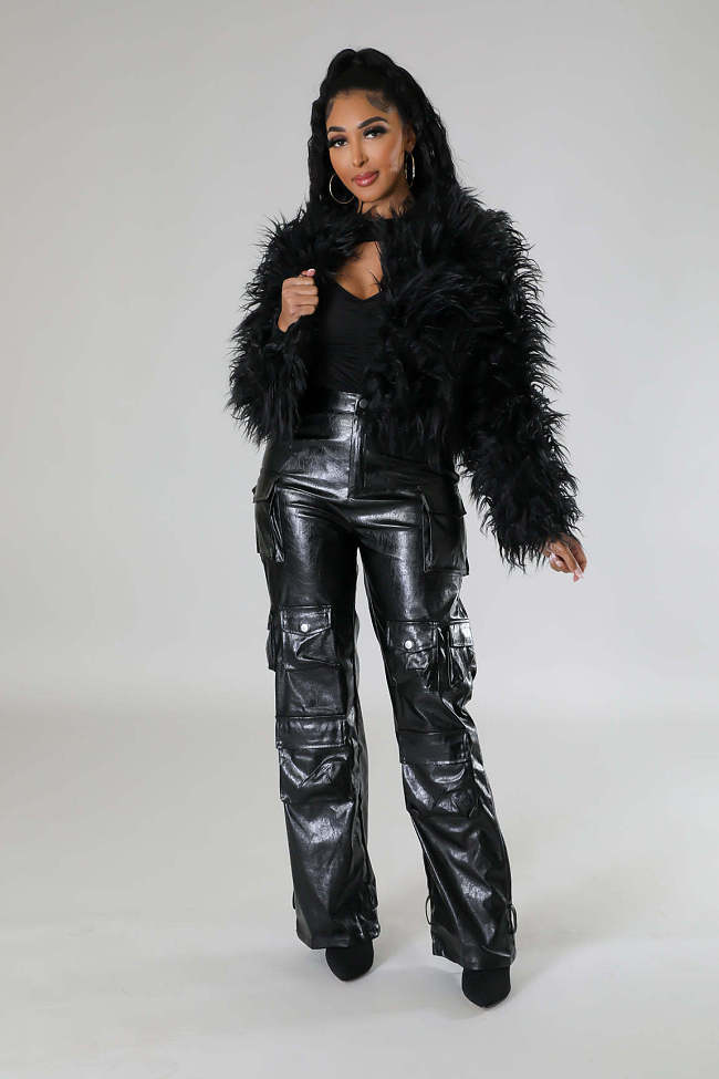 Faux Fur Coat black