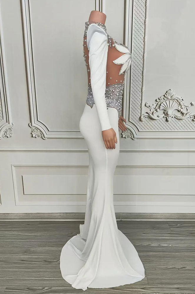 Crystal Embellishments Mesh Bodice Gown
