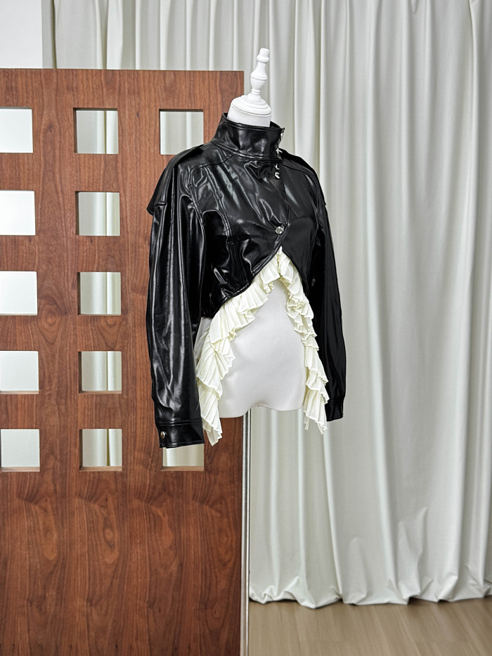Wave Trim Cape Jacket black