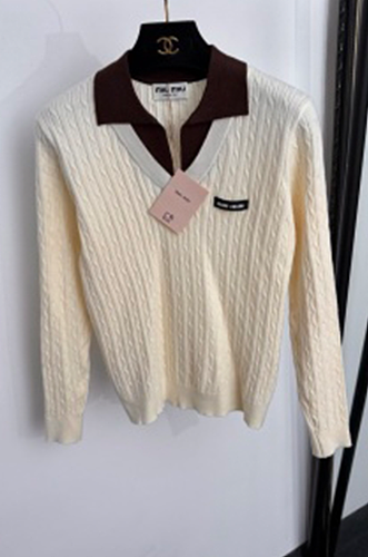 Colorblocked Contrast Lapel Cable Knit Pullover Sweater