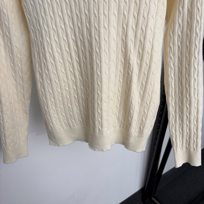 Colorblocked Contrast Lapel Cable Knit Pullover Sweater