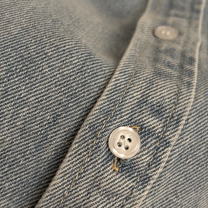 Bow Letter Embroidered Badge Vintage Washed Denim Shirt Jacket