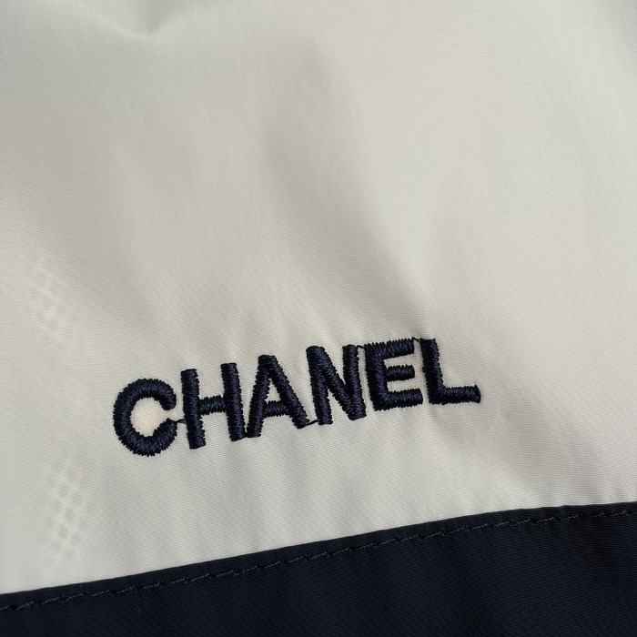 Colorblock Letter Embroidered Mesh Lined Nylon Windbreaker Jacket