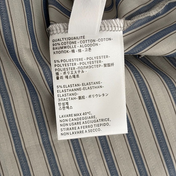 Letter Embroidered Striped Cuffs Drop Shoulder Buttoned Shirt