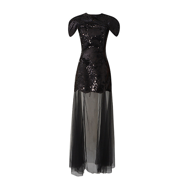 Strapless Sequin Maxi Dress - Black