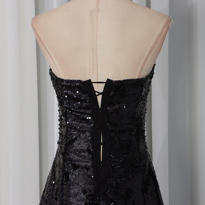 Strapless Sequin Maxi Dress - Black