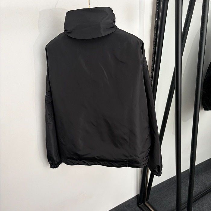 Drawstring Hooded Zipper Pocket Nylon Windbreaker Jacket