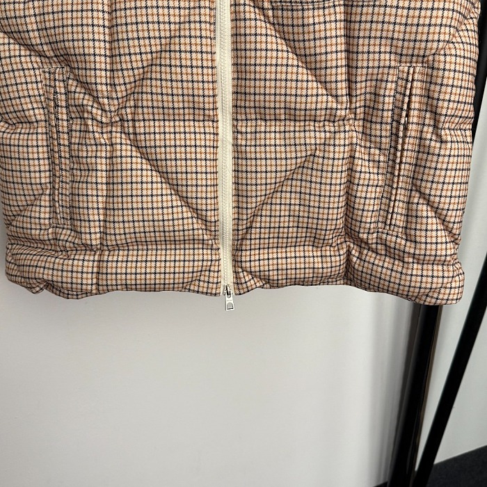 Vintage Plaid Embroidered Icon Patch Cotton Puffer Vest