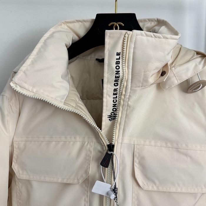 Detachable Hood Cinch Waist Four Pocket Down Jacket Coat
