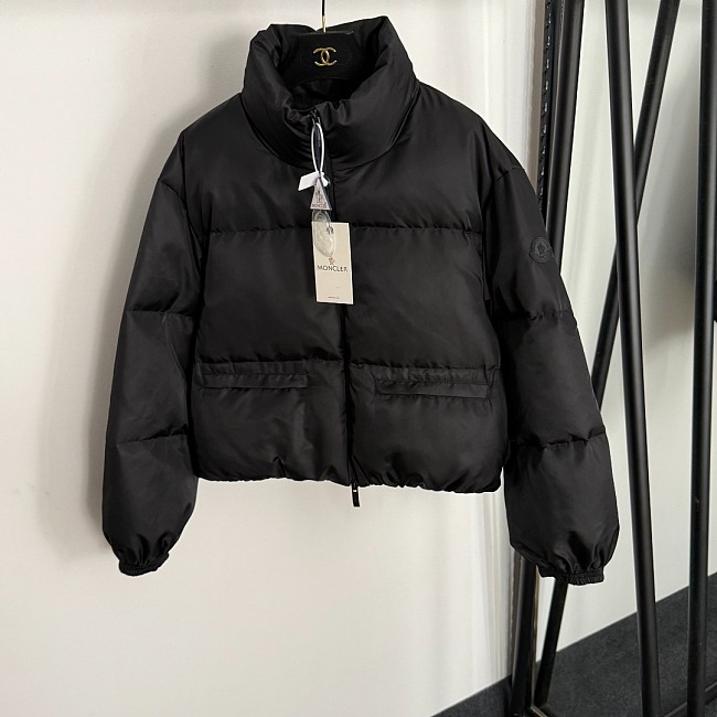 Solid Stand Collar Zip Up Puffer Down Jacket