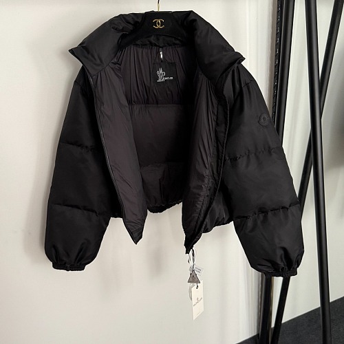 Solid Stand Collar Zip Up Puffer Down Jacket