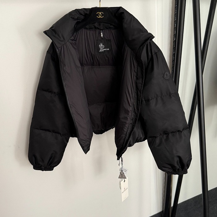 Solid Stand Collar Zip Up Puffer Down Jacket