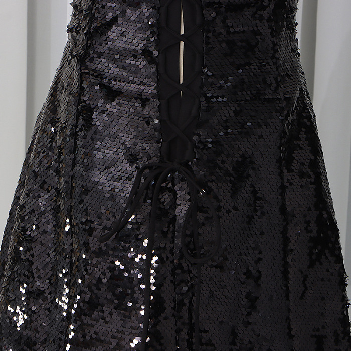Strapless Sequin Maxi Dress - Black